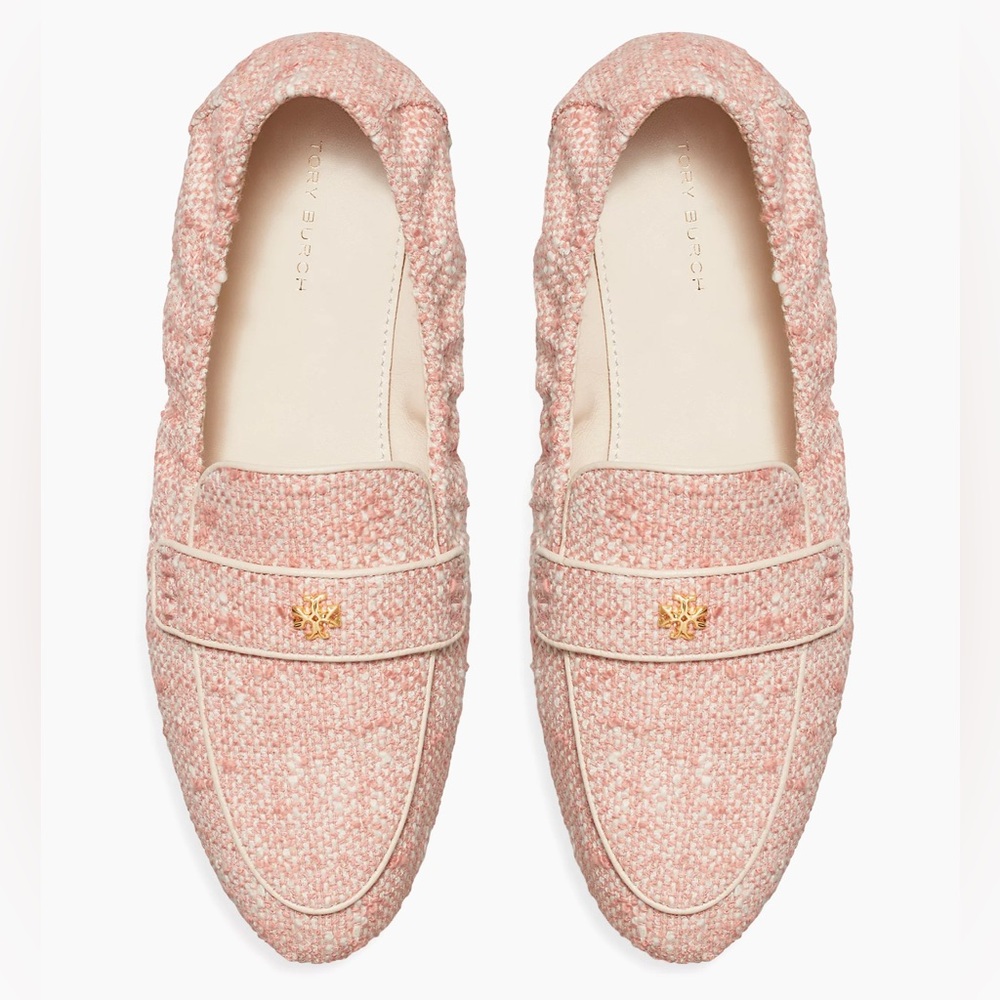 Tory Burch Leather Trimmed Tweed Ballet-Style Loafers